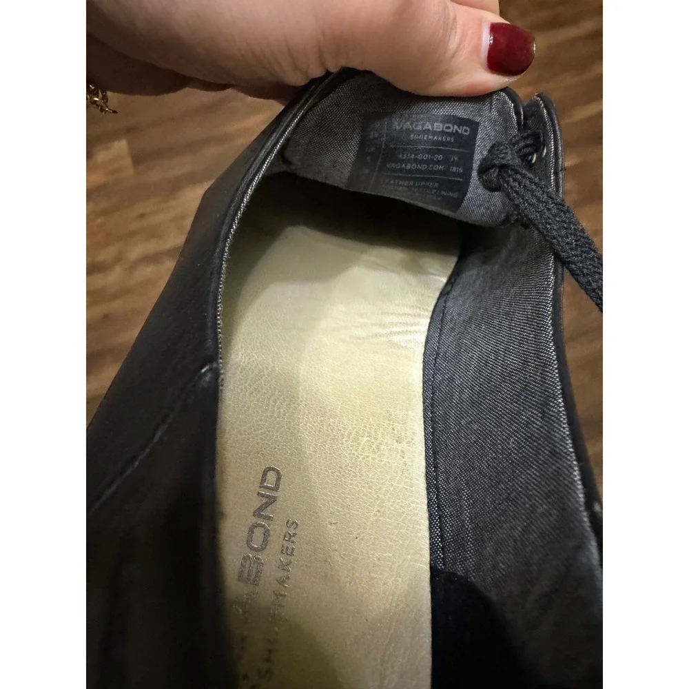 Vagabond Shoemakers Casey Black Leather Low Top Sneakers 4314-001-20 Womens 38‎